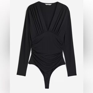 H&M DRAPED V-NECK THONG BODYSUIT